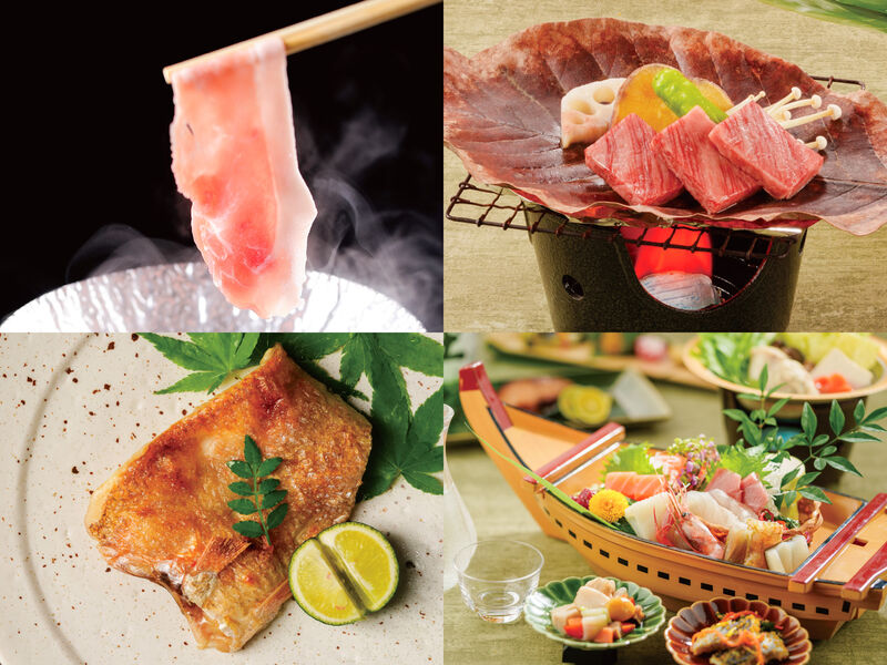 越後もち豚しゃぶすき、新潟牛の朴葉焼き、のど黒、日本海舟盛り！朝は新潟米３大産地の食べ比べ郷土和食膳！